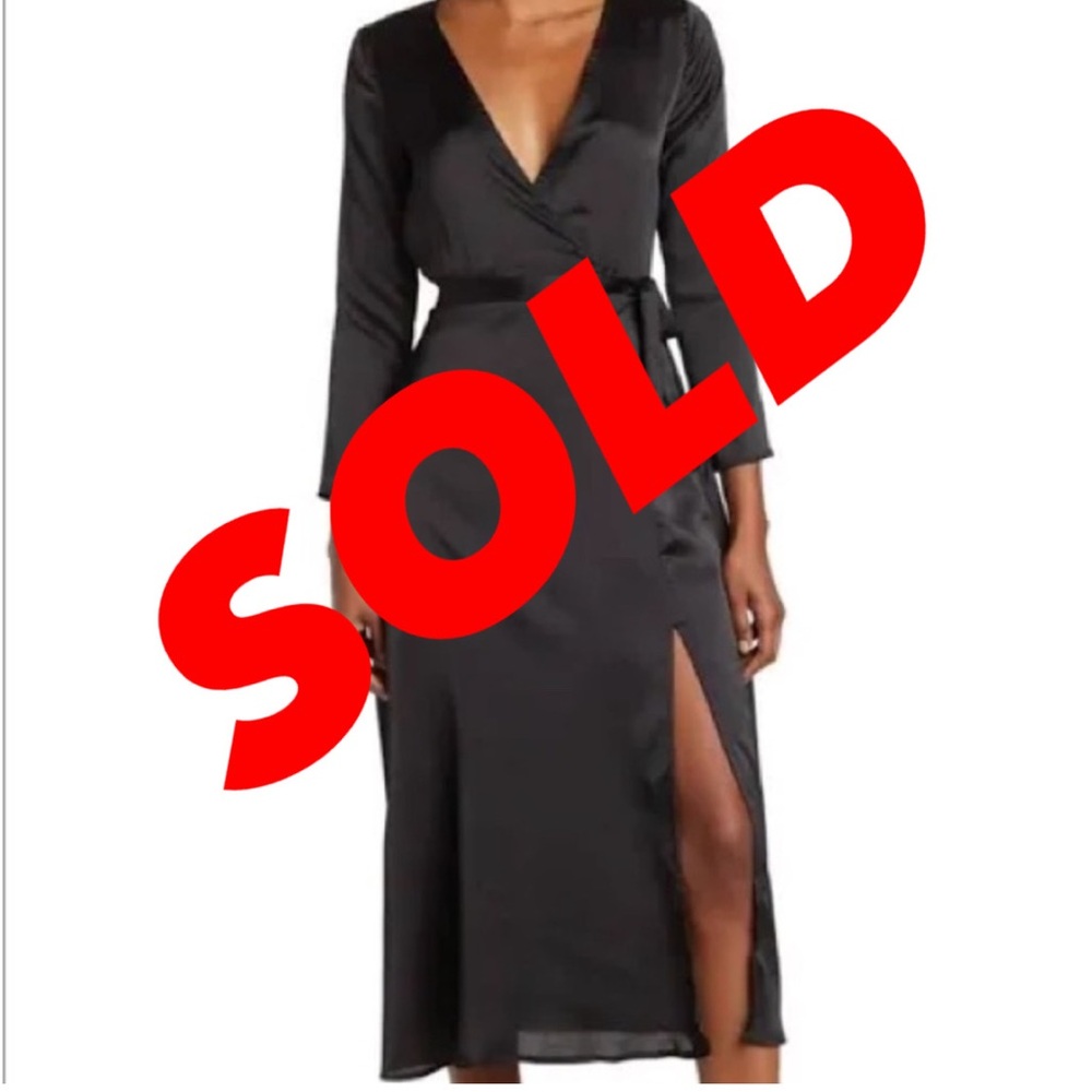 NSR Black Satin Midi Dress